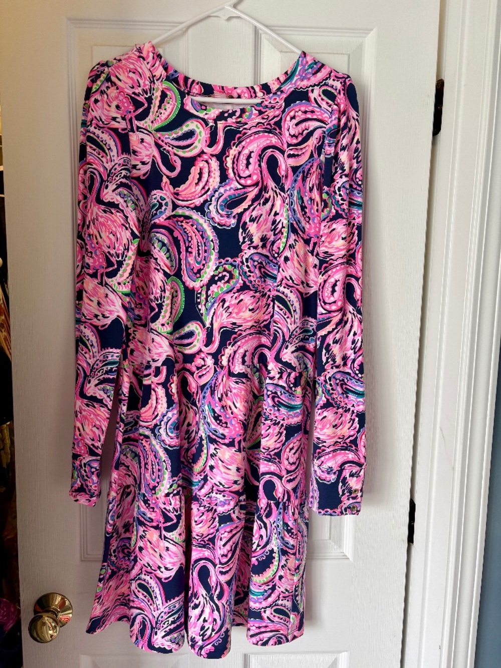 Lilly Pulitzer Arlette Long Sleeve Swing Dress, High Tide Print, Size L, NWOT